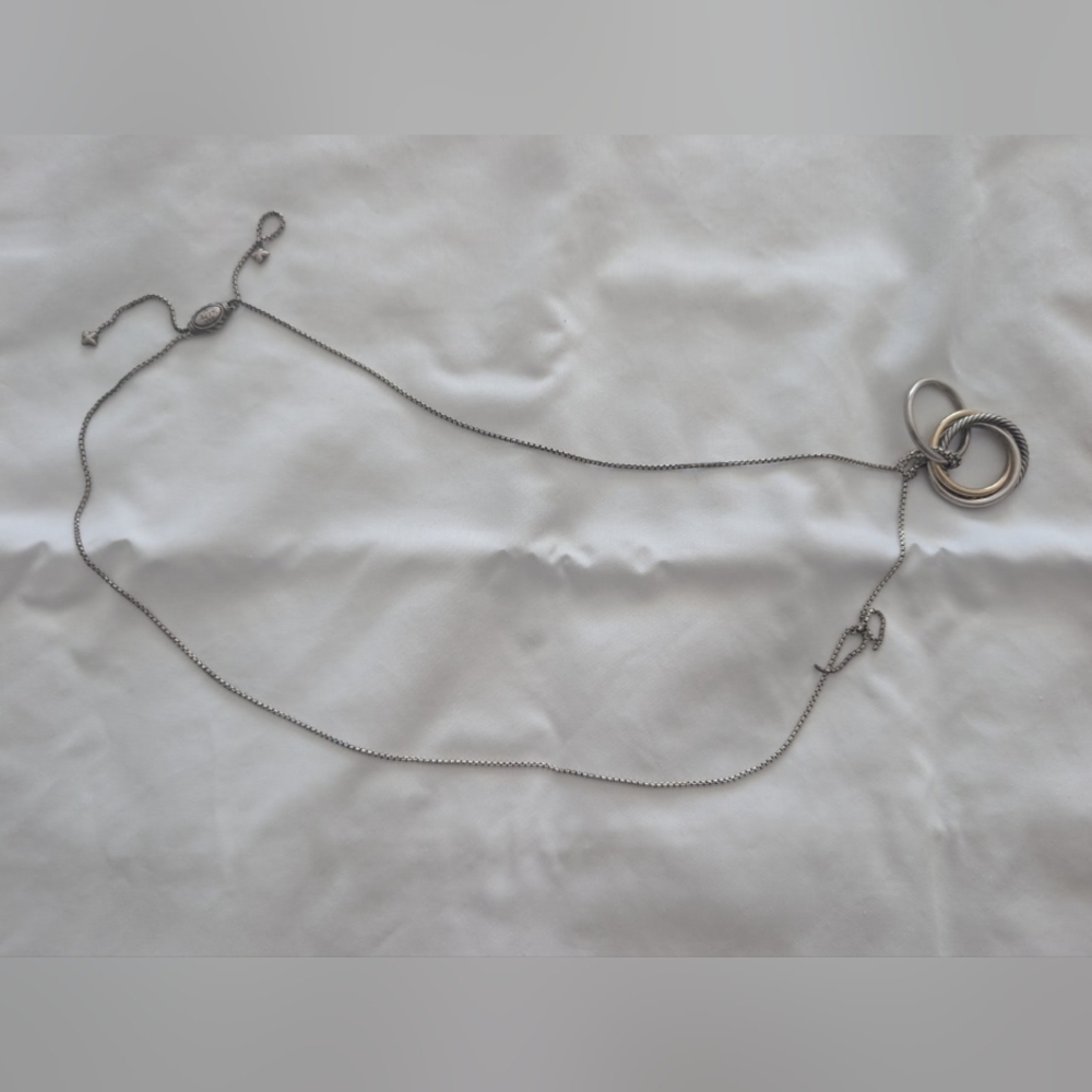 David Yurman Two Tone Necklace with Dual Rings
